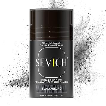 SEVICH Hair Fibers for Thinning Hair, Hair Building Fibers Instantly Thicker & Fuller Look,Hair Powder for Men & Women 12g Black