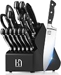 Kitchen Knife Block Set, 15-Piece Enduring Ultra Sharp Knife Set, Japanese High Carbon Stainless Steel, Premium Forged Knives for Kitchen and Professional Chefs, White, Valentine's Gift