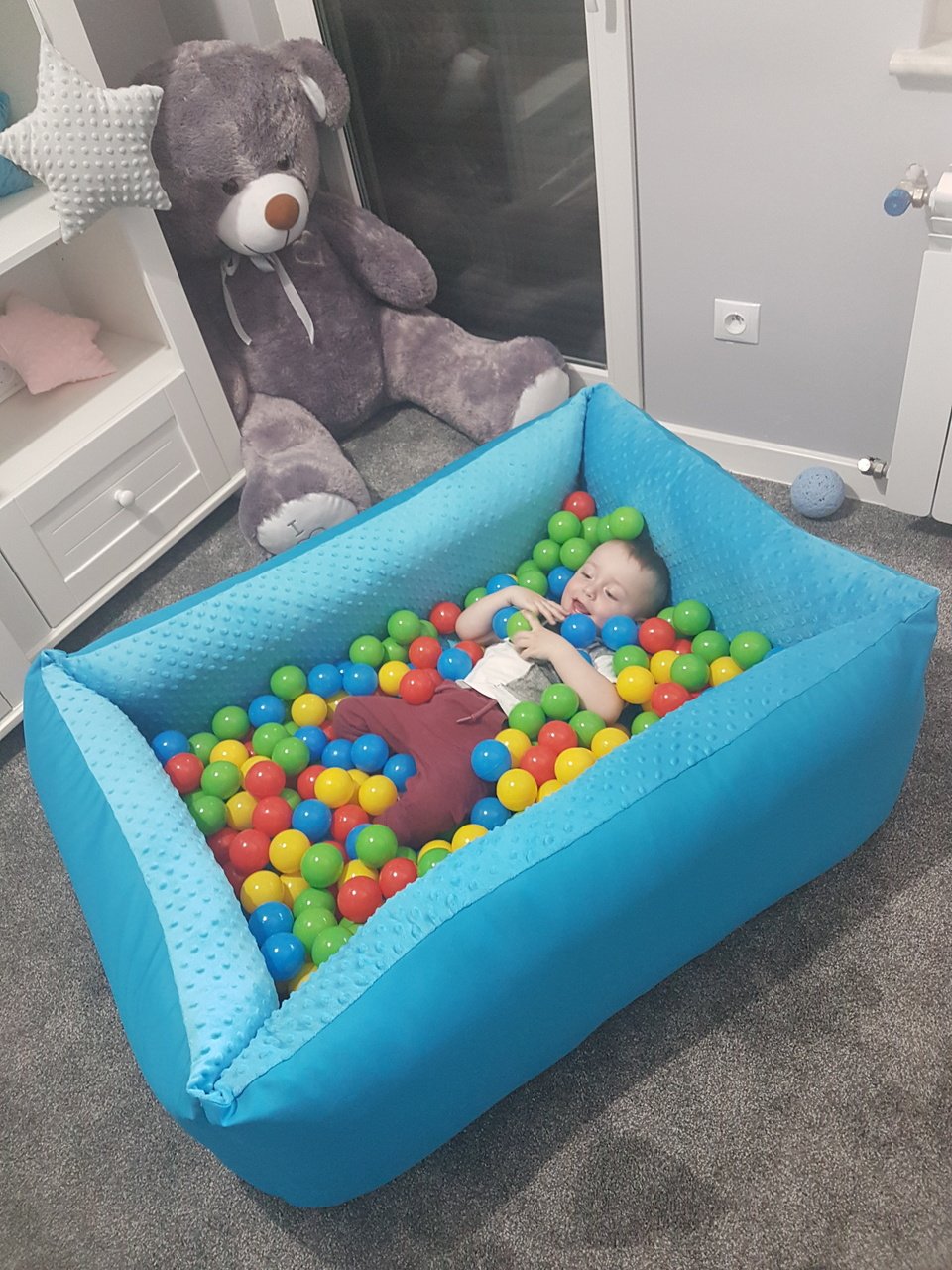 Odolpluesch 110 x 85 kąpiel z piłkami dla dzieci + 300 piłek, wyprodukowano ręcznie w UE (niebieski)