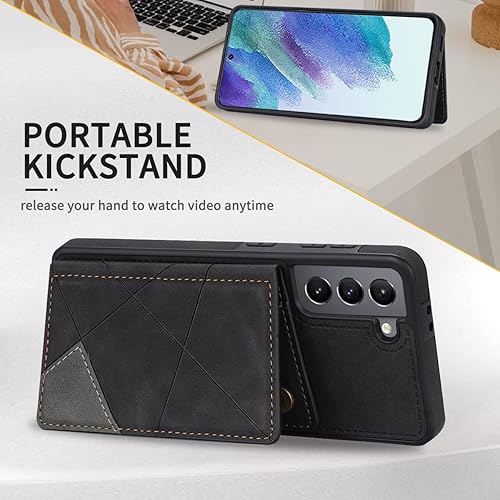 Miniatura 2 de Funda para Galaxy S21 FE 5G, diseño NKECXKJ para Samsung S21FE con protector de pantalla, piel sintética, soporte para tarjetas, ranuras magnéticas