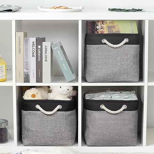 Miniatura 2 de TheWarmHome Cesta de almacenamiento para organizar - cubo de almacenamiento de 16 x 12 x 12 pulgadas, paquete de 3 cubos de almacenamiento de tela,