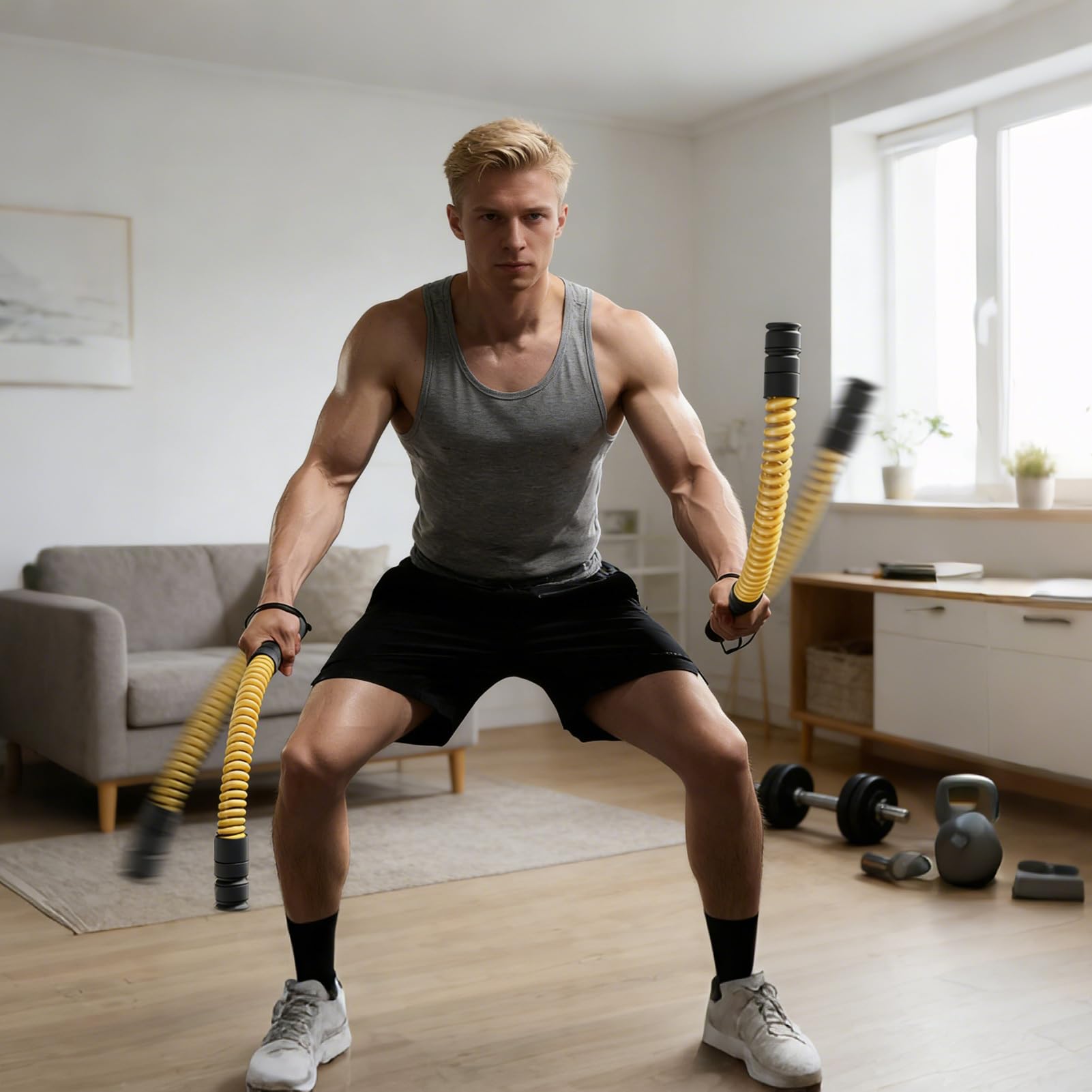 Cuerda de entrenamiento transportable, aparato de entrenamiento pesado | Cuerda de entrenamiento ponderada de 2 piezas | para cuerpo completo Fortalecimiento muscular Gimnasio