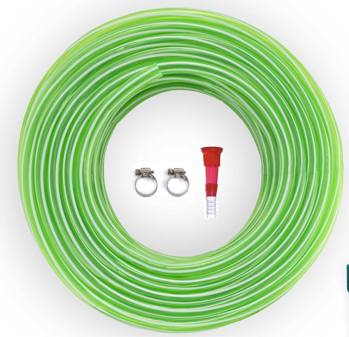 AKKIAGRO 0.5 Inch PVC Green Zebraline Water Pipe| Lightweight, Durable & Flexible| Hose with Accessories Connector & Clamps| Watering Garden, Cleaning, Outdoor-Indoor Use (5 Meter) (B0D22VG3H4) Amazon Price History, Amazon Price Tracker