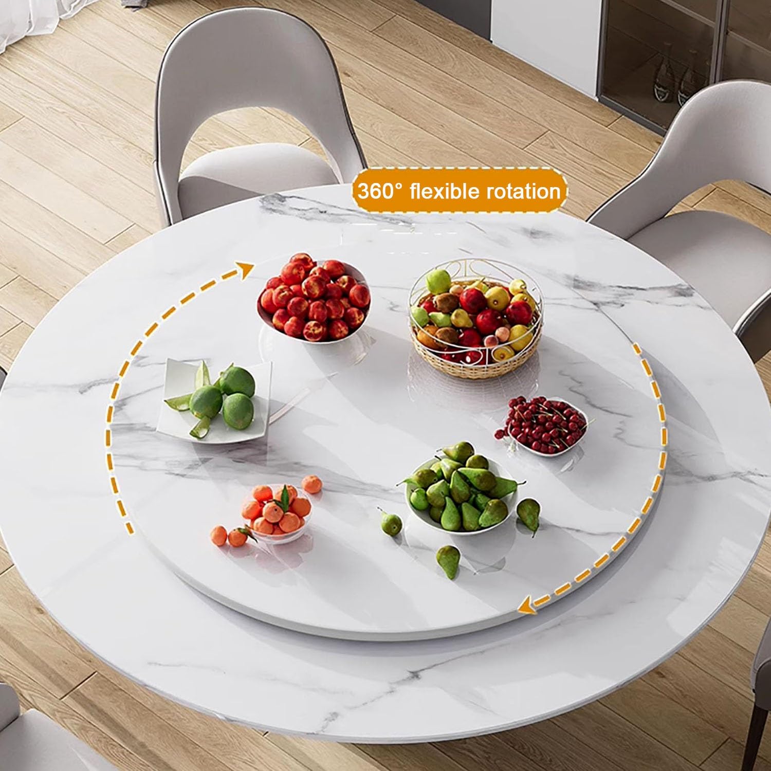 Plateau Tournant en Ardoise, Plateau Rotatif Rond pour Table à Manger, Rotation Fluide, Pas Facile à Vider, Diamètre 60 cm, 70 cm, 80 cm, 90 cm, 100 cm(Black-Gold,70cm/28)