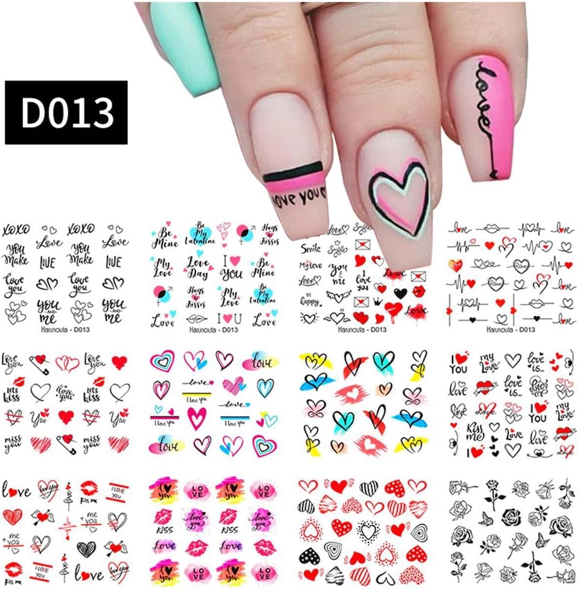 Tırnakmania Su Transferli Nail Art Sticker D013 (53012-1) 4003