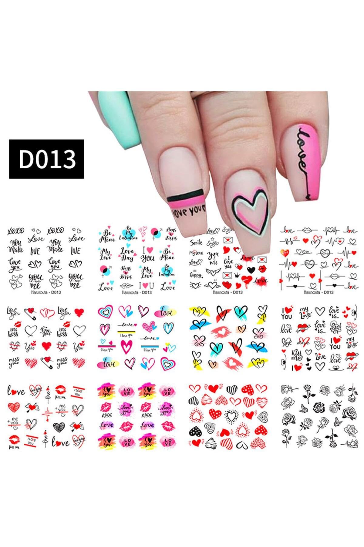 Tırnakmania Su Transferli Nail Art Sticker D013 (53012-1) 4003