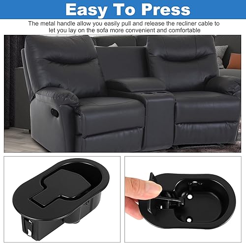 Miniatura 4 de Nonley Tirador reclinable de metal resistente con cable, mango universal de liberación reclinable para sofá que se adapta a la mayoría de los