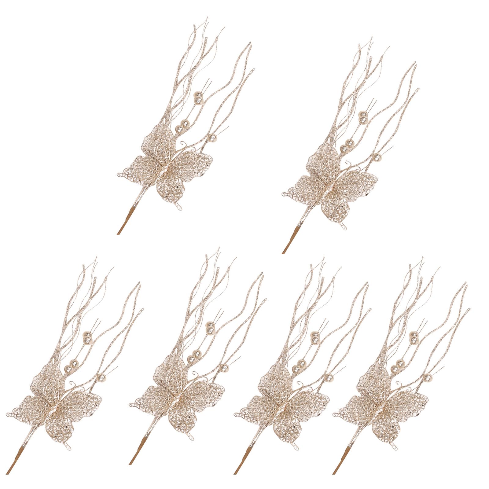 OSNIYAW 6Pcs Artificial Berries Stems 17.7'' Artificial Branch Christmas Holly Branch for Weddding Decoration Holiday Ornament