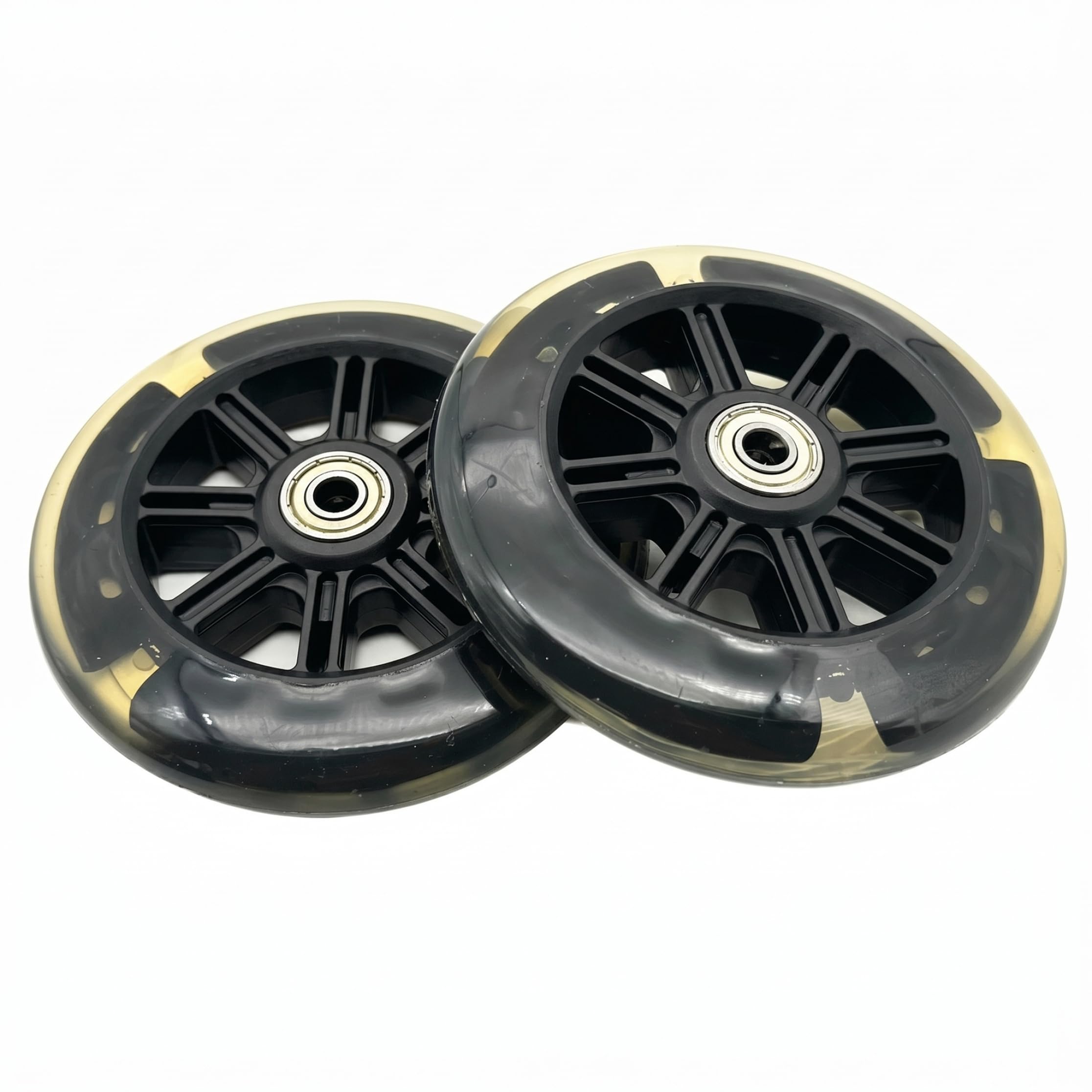 2 Pack Scooter Light Up Wheels, 123mm x 24mm Flash Front Wheel M8x47mm Screw Sets for Foldable Mini 3 Wheel Kids Scooter Kickboards Axle Repair Tool, Black.