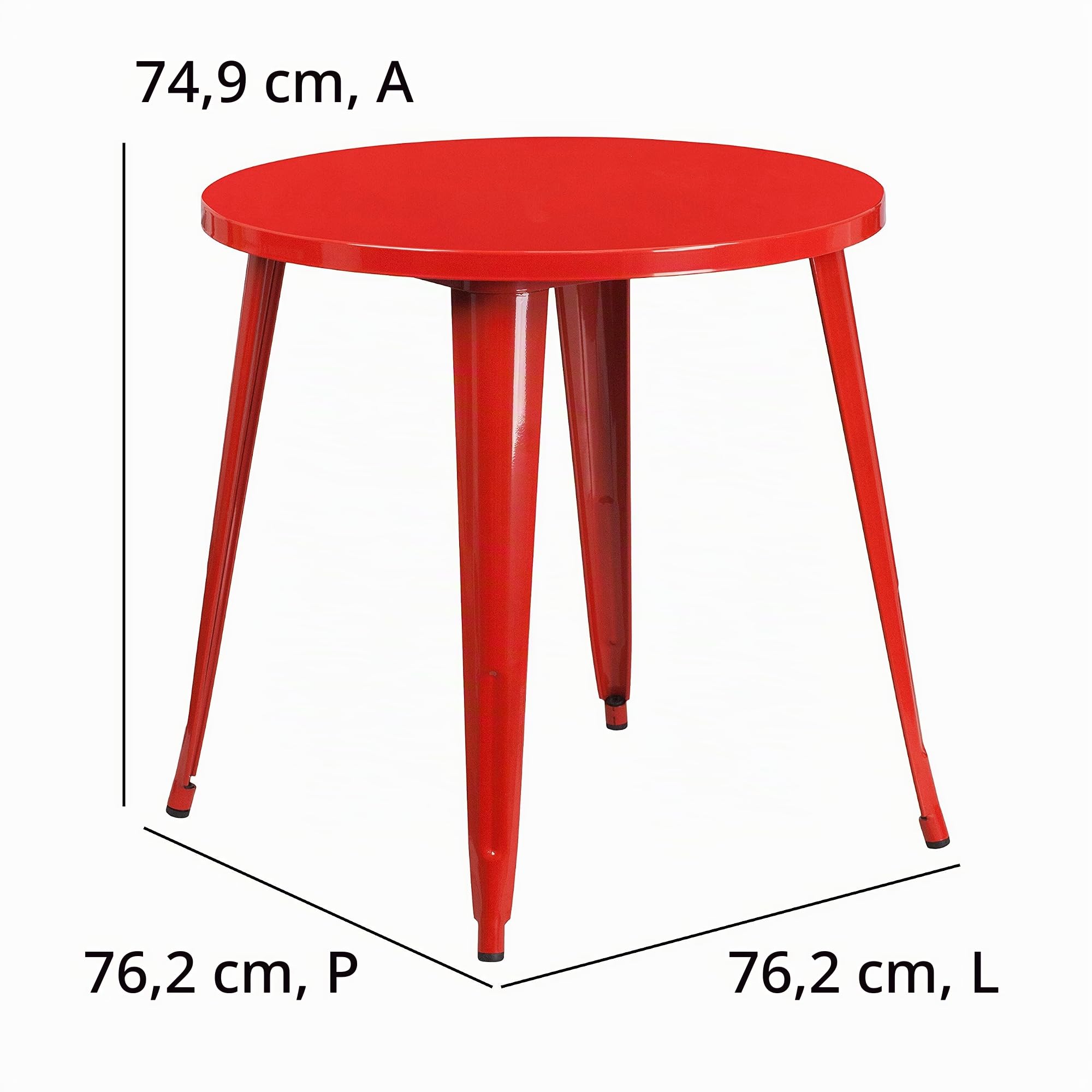 Flash Furniture Commercial Grade 30' Round Metal Indoor-Outdoor Table, Red
