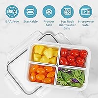 Vista 2 de carrotez Recipiente de almacenamiento de alimentos con 4 compartimentos extraíbles, recipiente de preparación de alimentos con tapas herméticas