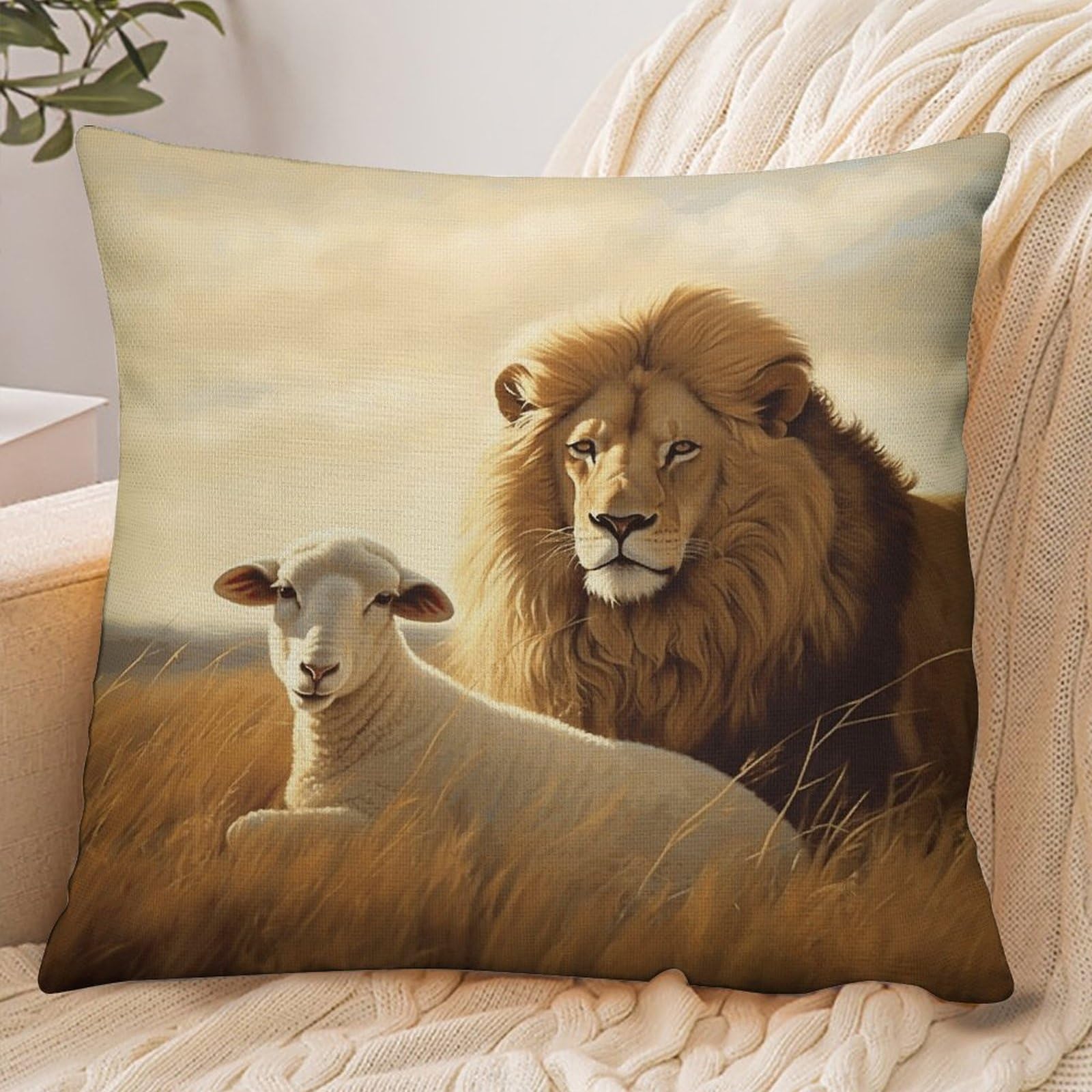Fekiloot Style Lion Sheep Pillowcase Pillow Sham Pillow Case