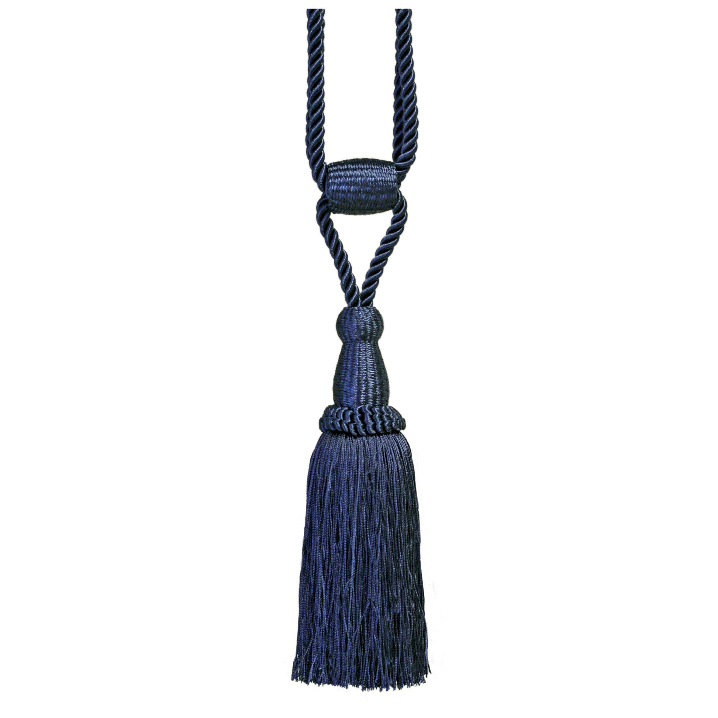 Tassel Window Curtain Tiebacks, Moveable Embrace, Set of 2 (Navy)