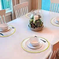 Vista 6 de Dandat 100 platos de carga redondos transparentes de 13 pulgadas de plástico para cena, platos de servicio decorativos con borde de cuentas