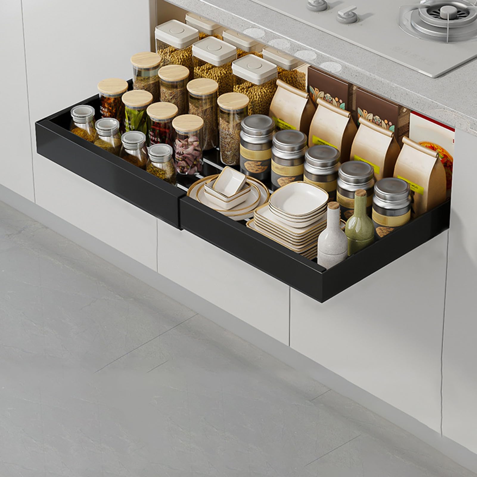 Organizadores y Almacenamiento Bajo Fregadero Resistente Cesta Extraíble | Organizador Bajo Fregadero Extraíble para Cocina, Baño, Despensa, Armario, Cocina, Baño,