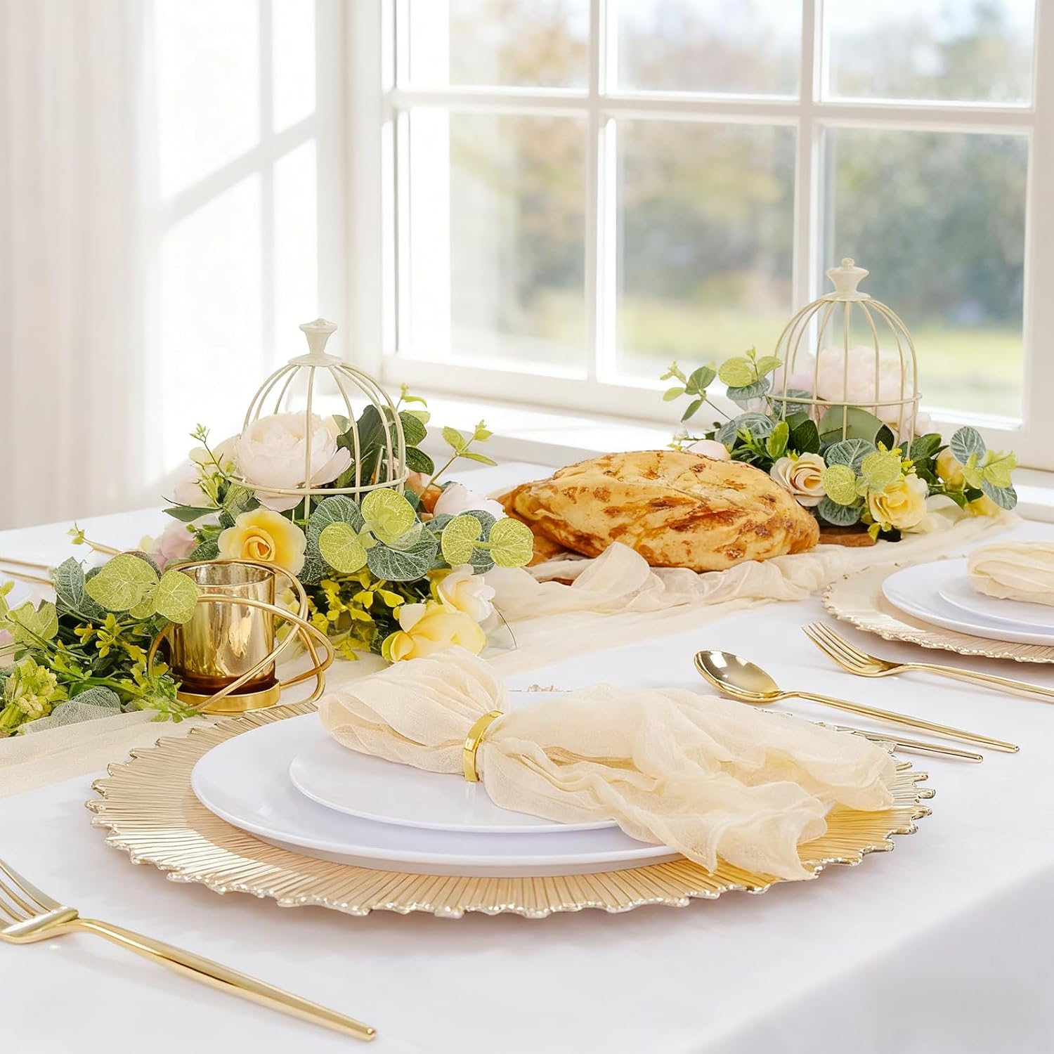 LIYH 24Pcs Gold Charger Plates 13 Inch, Dinner Chargers For Party Events