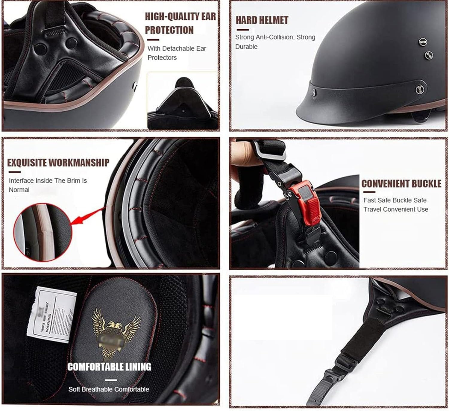 Caschi Cromwell Jet E Demi-Jet Moto Brain - Cap Casco Jet Retro Casco Jet Visiera Incorporata Scooter Casco Ciclomotore Con Punto ECE Approvato Casco Moto D'epoca