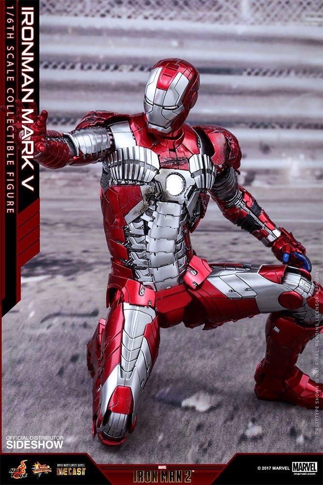 Hot Toys Marvel Iron Man 2 Iron Man Mark V Diecast 1/6 Scale 12" Figure