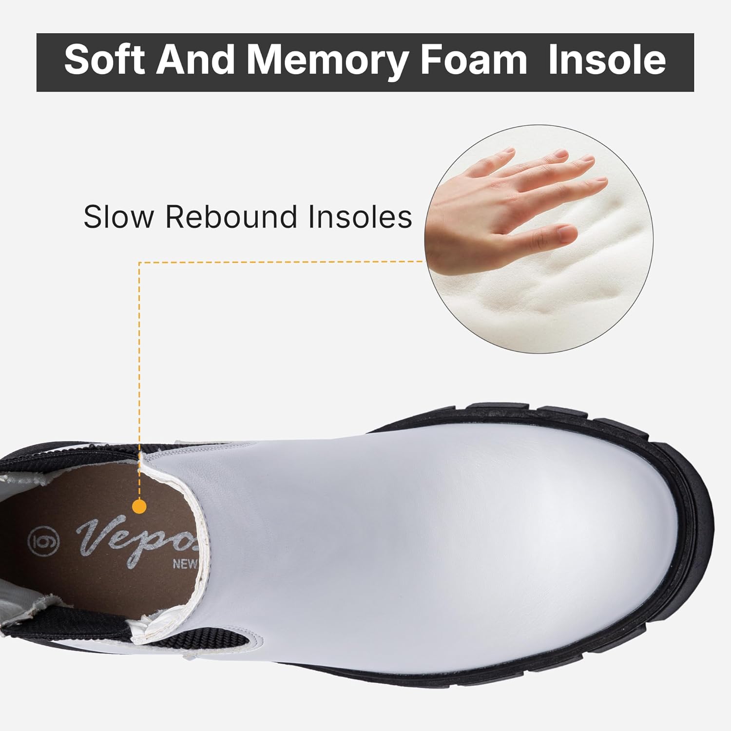 Vepose Women's 936 Chelsea Ankle Boots Platform Lug Sole Elastic Slip on Booties - Image 4