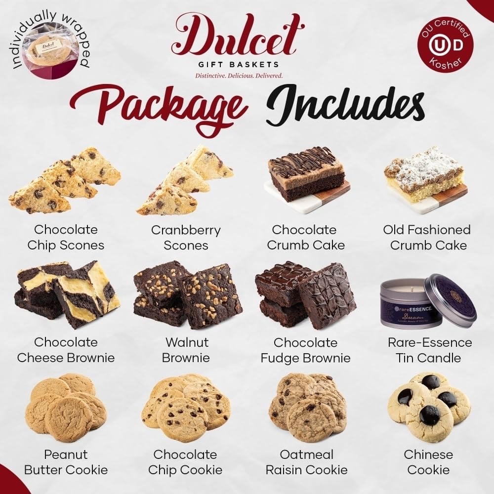 Gourmet Gift Basket for Adults, Bakery Food Gifts, Thinking of You, Sympathy Gift Basket for Women, Friends, Family, Him, Her, and Corporate by Dulcet Gift Baskets