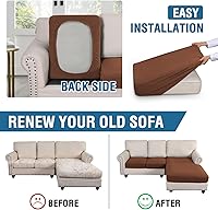 Vista 20 de H.VERSAILTEX 2025 New Sectional Couch Covers 8 Pieces Stretch Sofa Covers for Sectional Sofa Set Separate L Shaped Couch Cover for Both Left/Right