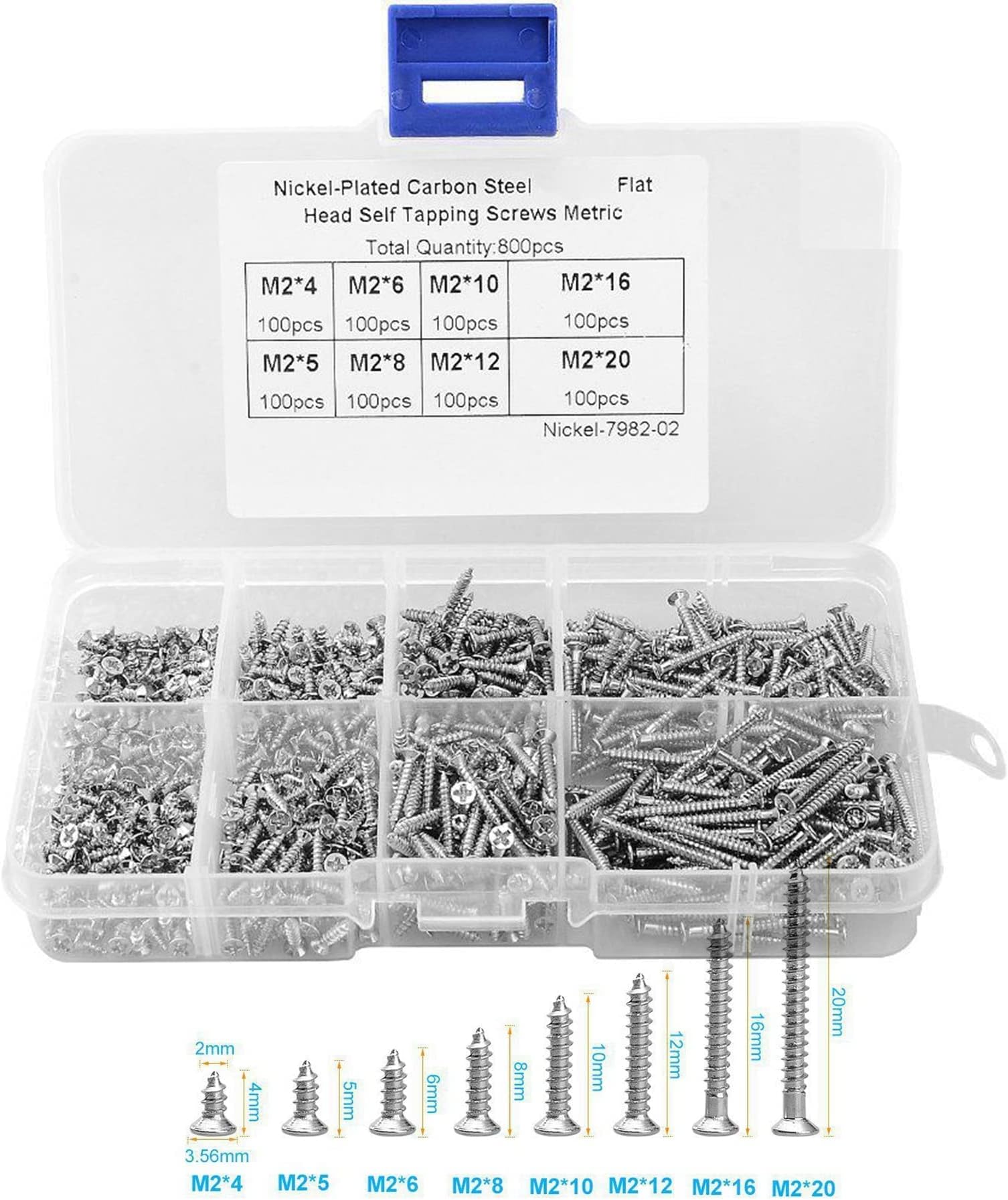 Rustark 180Pcs [8 3/8" to 11/2"] 304 Stainless Steel Countersunk Flat