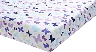 Embroidery Purple Butterfly Nursery Crib Sheet Baby Butterfly Themed Fitted Sheet Baby Gift Idea