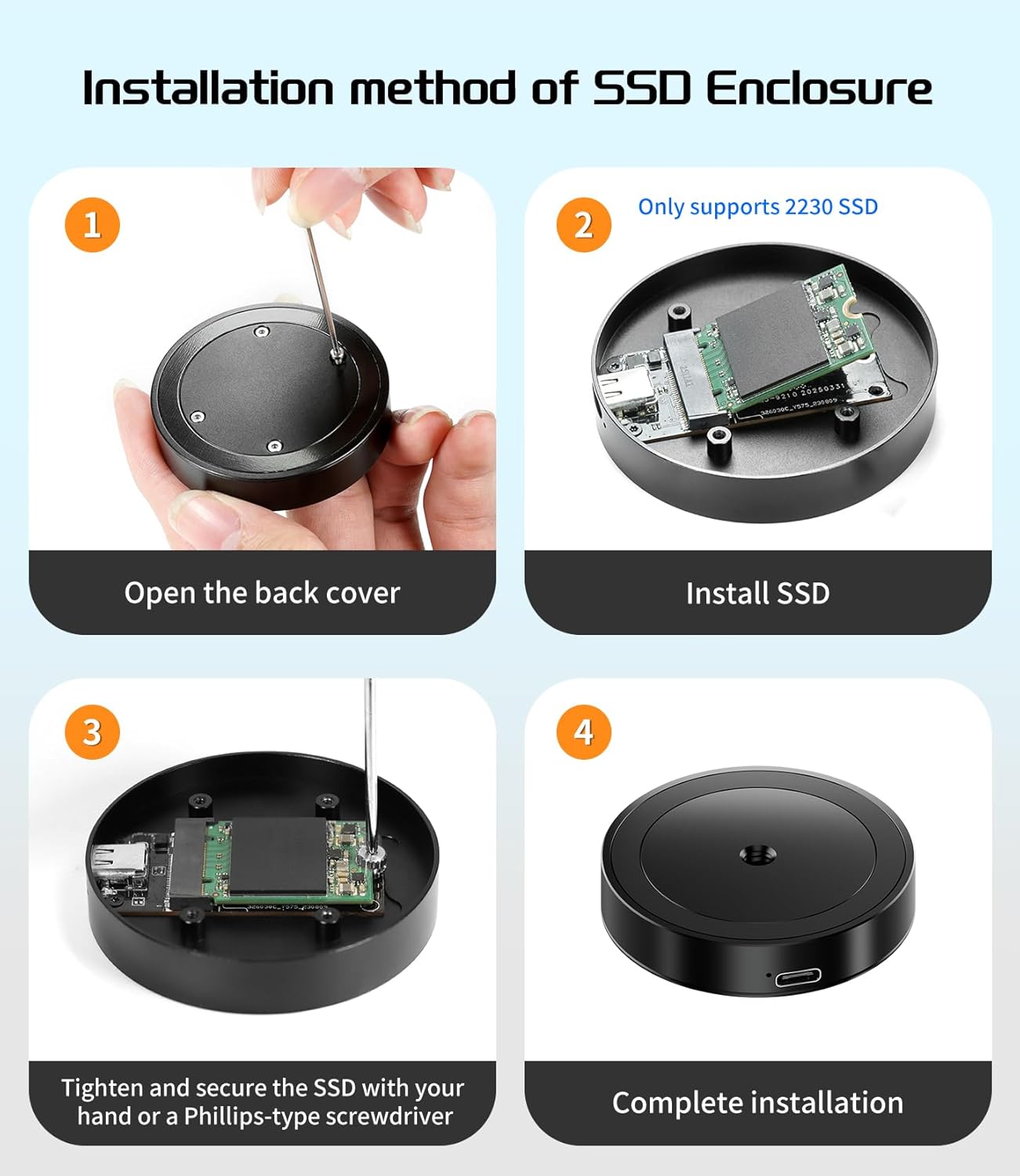 BGNing M.2 2230 NVMe SSD Enclosure,10Gbps USB-C-Interface 3.1 Gen2 for Magnetic Cell Phone Devices Accessory (Without Data Cable)