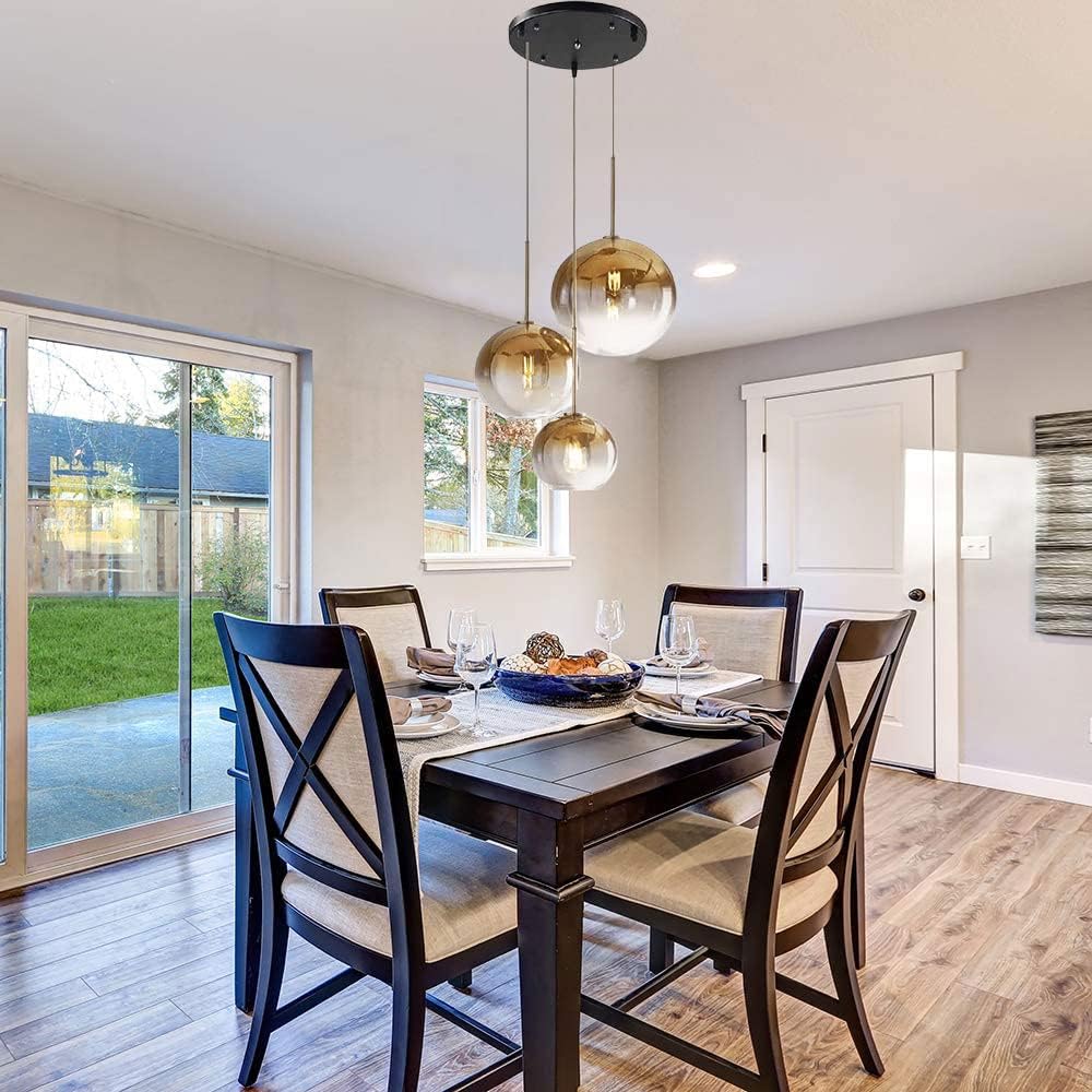 A Million Modern 3-Globe Pendant Light with Gradient Gold Lamp Shade Glass Hanging Lights Fixtures for Living Room Dining Room Kitchen Island Farmhouse
