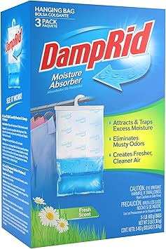 DampRid Hanging Bag, Moisture Absorber, Pack of 3 16 oz. ea., 3 Pack, Blue