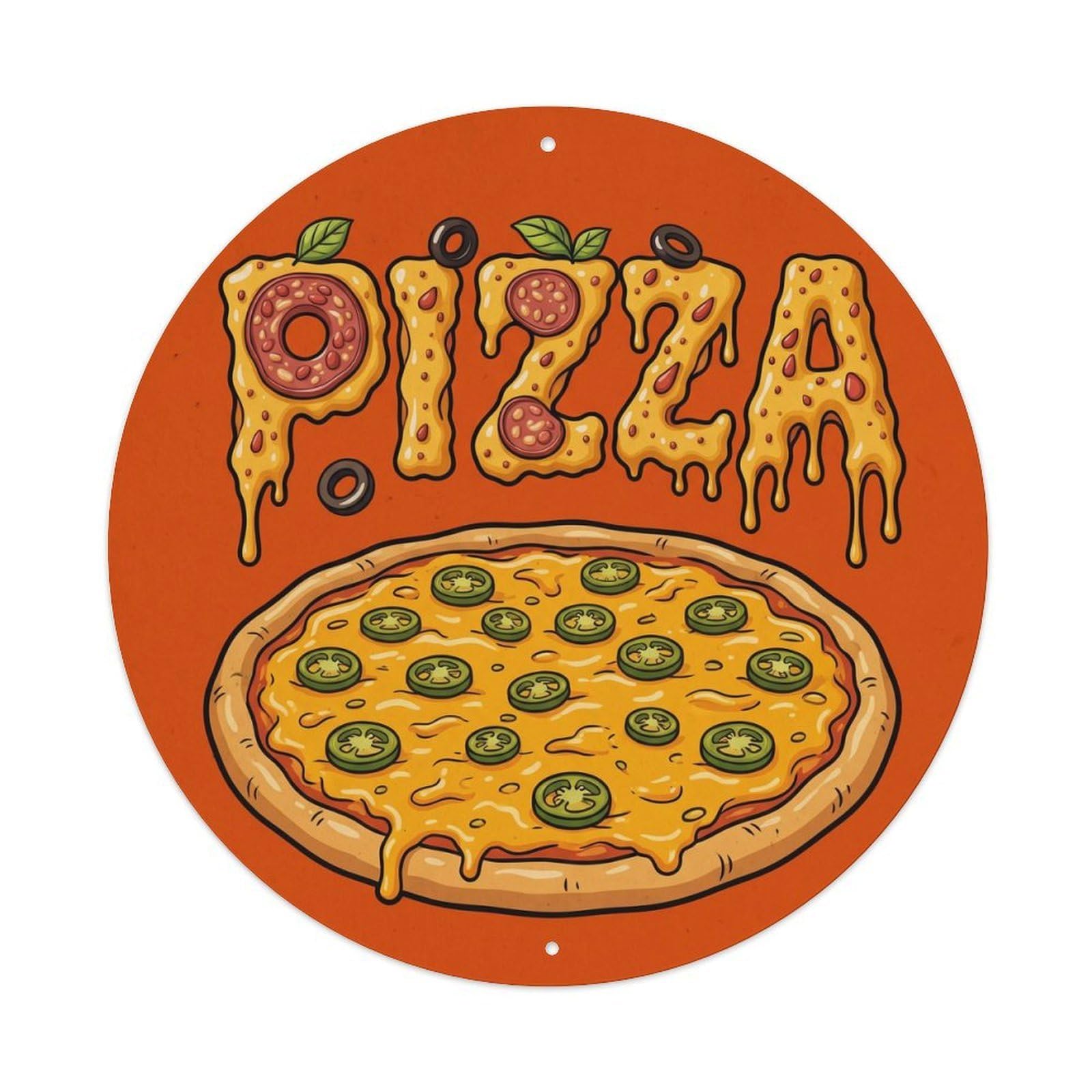 Huiyhb 8X8inch(20X20cm) Vintage Pizza Slice Jalapeno Cheddar Metal Tin Sign
