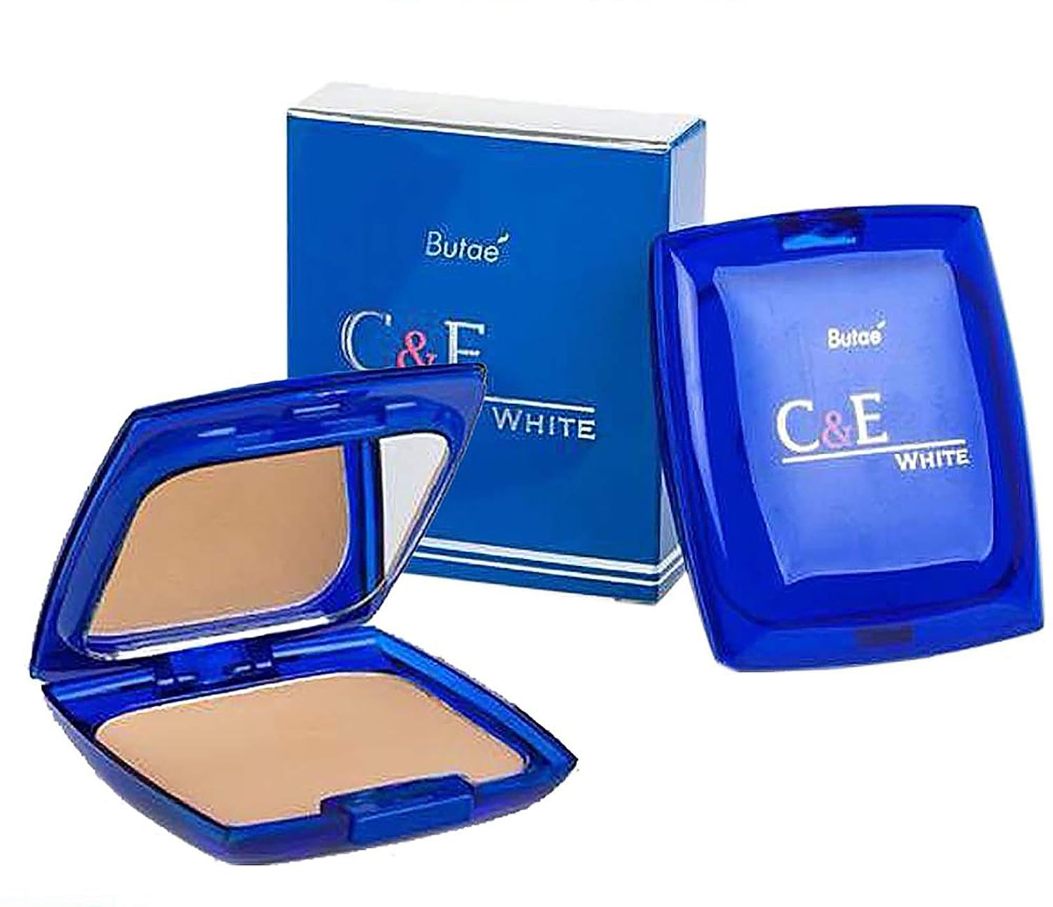 C & E White Oil Control Face Pressed Powder Foundation Compact, Covers Dark Spot & Wrinkle, Long Lasting, Natural Radiant Glowing Perfect Skin, Clean Matte Makeup No.2 Soft Honey 12 G./0.42 OZ