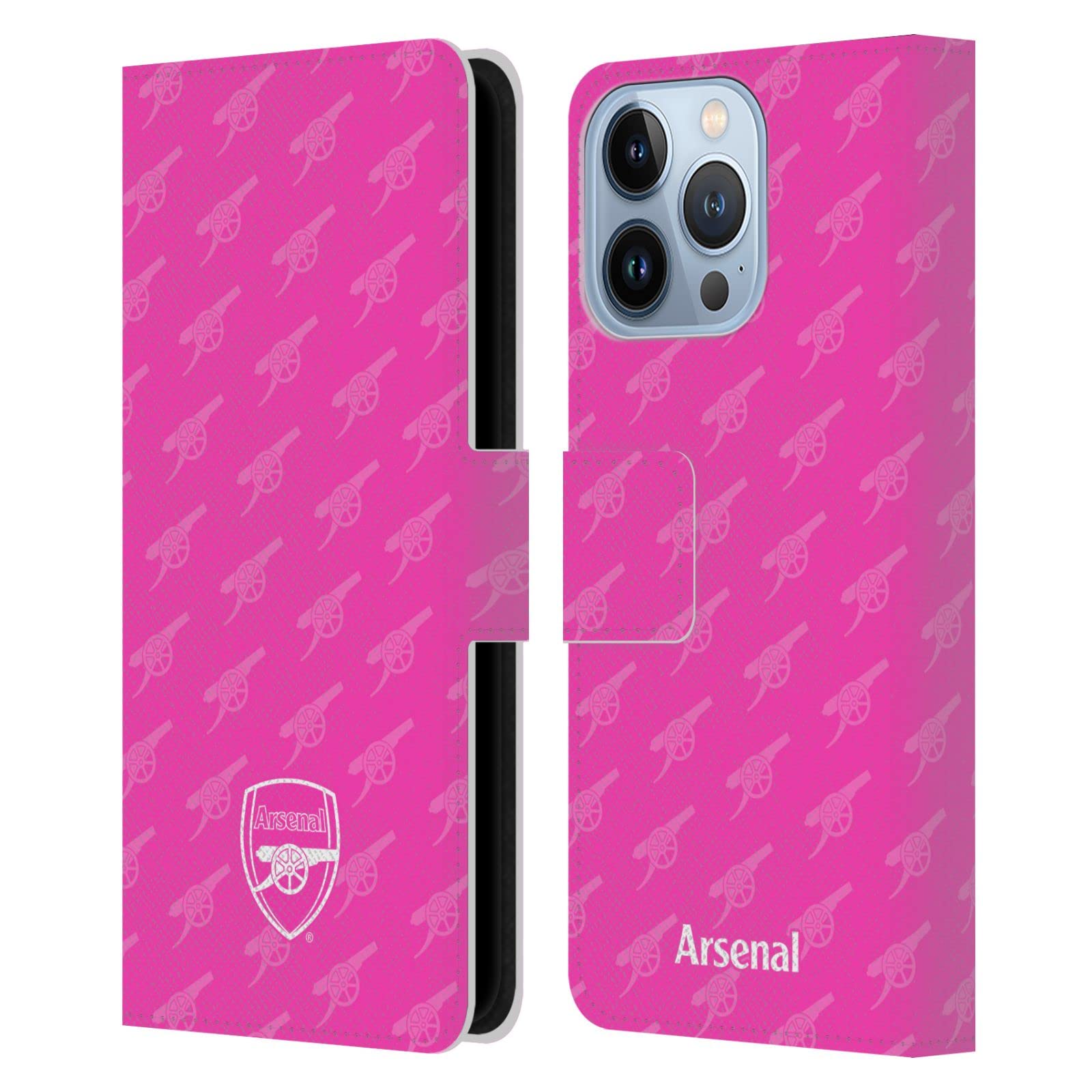 Head Case Designs Officially Licensed Arsenal FC Pink Crest Patterns Leather Wallet Case Compatible With Apple iPhone 13 Pro โ image 1