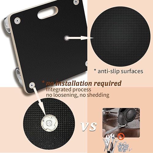 Miniatura 5 de Furniture Mover Dolly - Rodante de madera portátil para muebles pesados, sofá, gabinete, refrigerador, con 4 ruedas universales de goma giratoria de