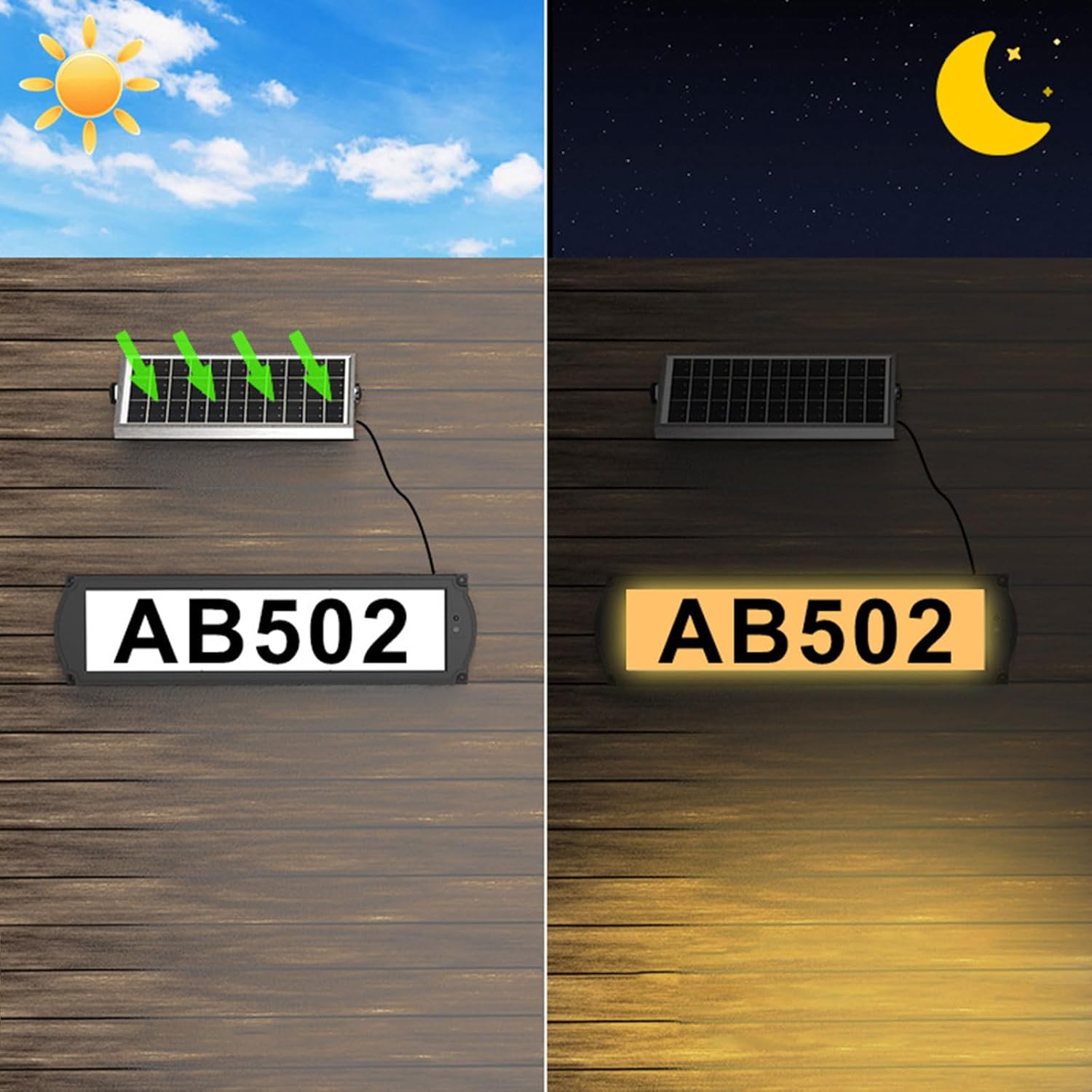 Solar Power Address Sign With High Brightness LED Lamp & Remote Control Solar Houses Number For Home Or Business