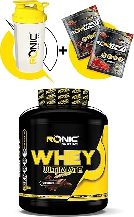 CULINARY CRAFTS Ronic Nutrition Whey Protein Powder Ultimate 2270 G Muscle Building Protein Powder CHOCOLATE FLAVORED Shaker And 2 Disposable Whey Gifts