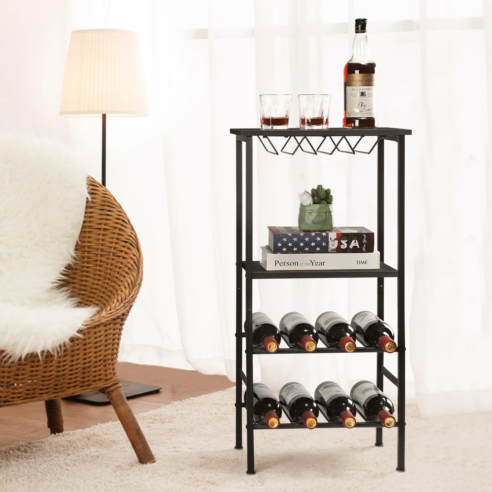 Portabottiglie Da Tavolo Gusto Nostro - Metallico, 14 Posti, Nero, Senza Assemblaggio - Foto 7