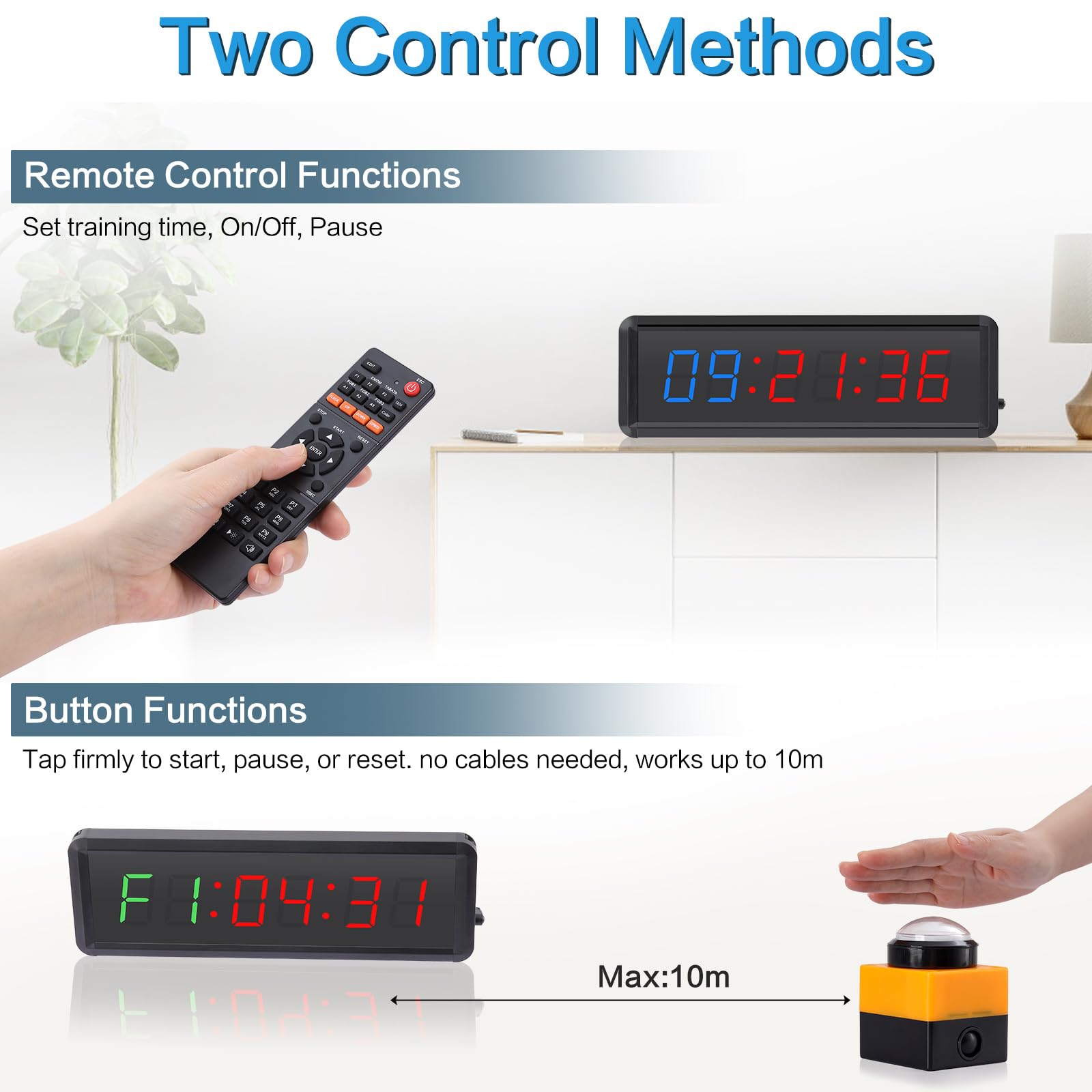 Timer avec Bouton Minuteur Fitness Sport de Gym D'intervalle | Count Up, Count Down, Horloge, Chronomètre, TABATA, FGB