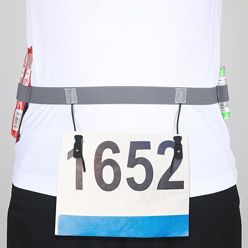 Vista 20 de JOVITEC Cinturón de número de carrera de 2 piezas con 6 bucles de gel para correr, ciclismo, triatlón, maratón