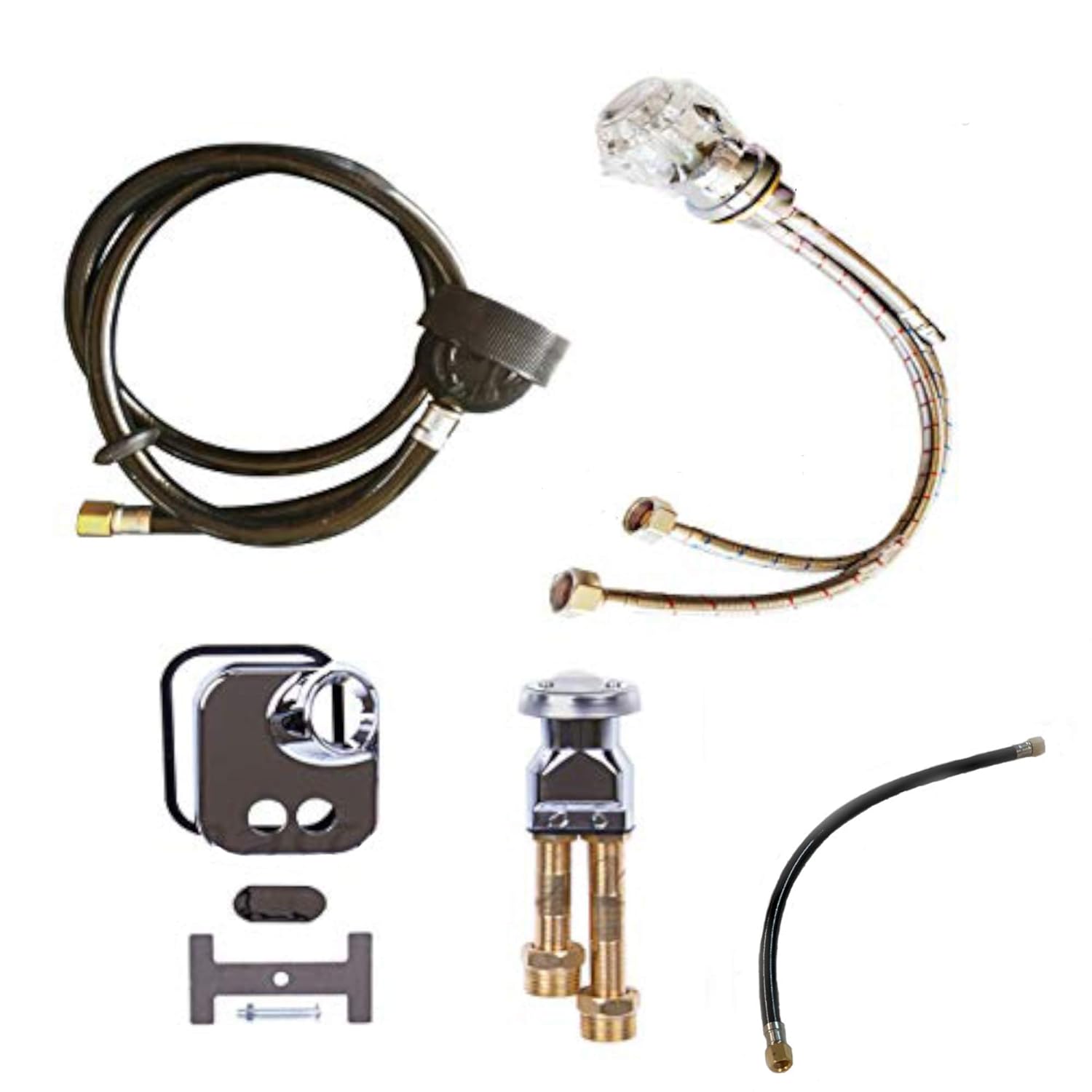 Shampoo Bowl Crystal Faucet, Spray Hose and Vacuum Breaker Kit for New or Replacement Repair Shampoo Bowl Parts and Fixtures by eMarkBeauty TLC-1161-77SH