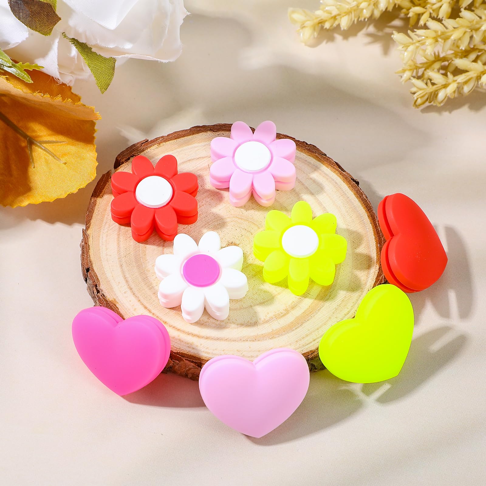 InnoHHustle 8pcs Tennis Vibration Dampener, Tennis Racket Shock Absorbers, Flower and Heart-Shaped Silicone Dampener Tool for Tennis Racquet String Dampener Cute Tennis Supplies?Mixed Colors?