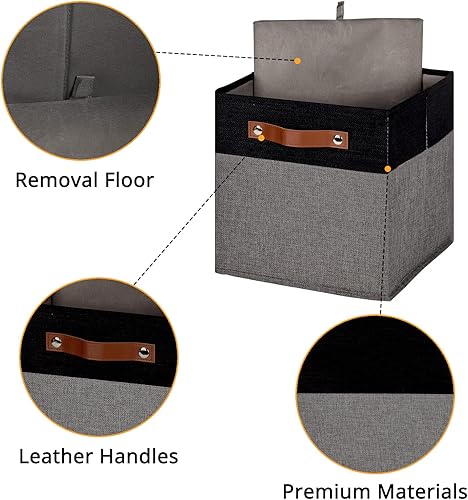 Miniatura 2 de DULLEMELO Cubitos de almacenamiento plegables y resistentes de 11 x 11 pulgadas, con asas para organización, canastas de almacenamiento de tela para