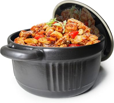 Casserole Clay Pot, Black, 88oz