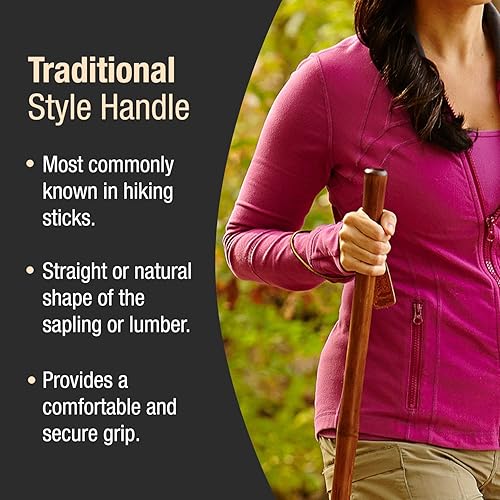 Miniatura 5 de Brazos Bastón de madera rústica, bambú, mango de estilo tradicional, para hombres y mujeres, fabricado en los Estados Unidos, rojo, 55 pulgadas