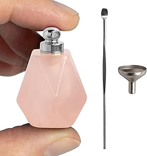 BOHO GARDEN Crystal Keepsake Urn - Wearable Small Container for Ashes, Memorial Urns Made from Real Crystal Material - Includes Spoon, Stick, Funnel & Storage Box (Rose Quartz (Silver))