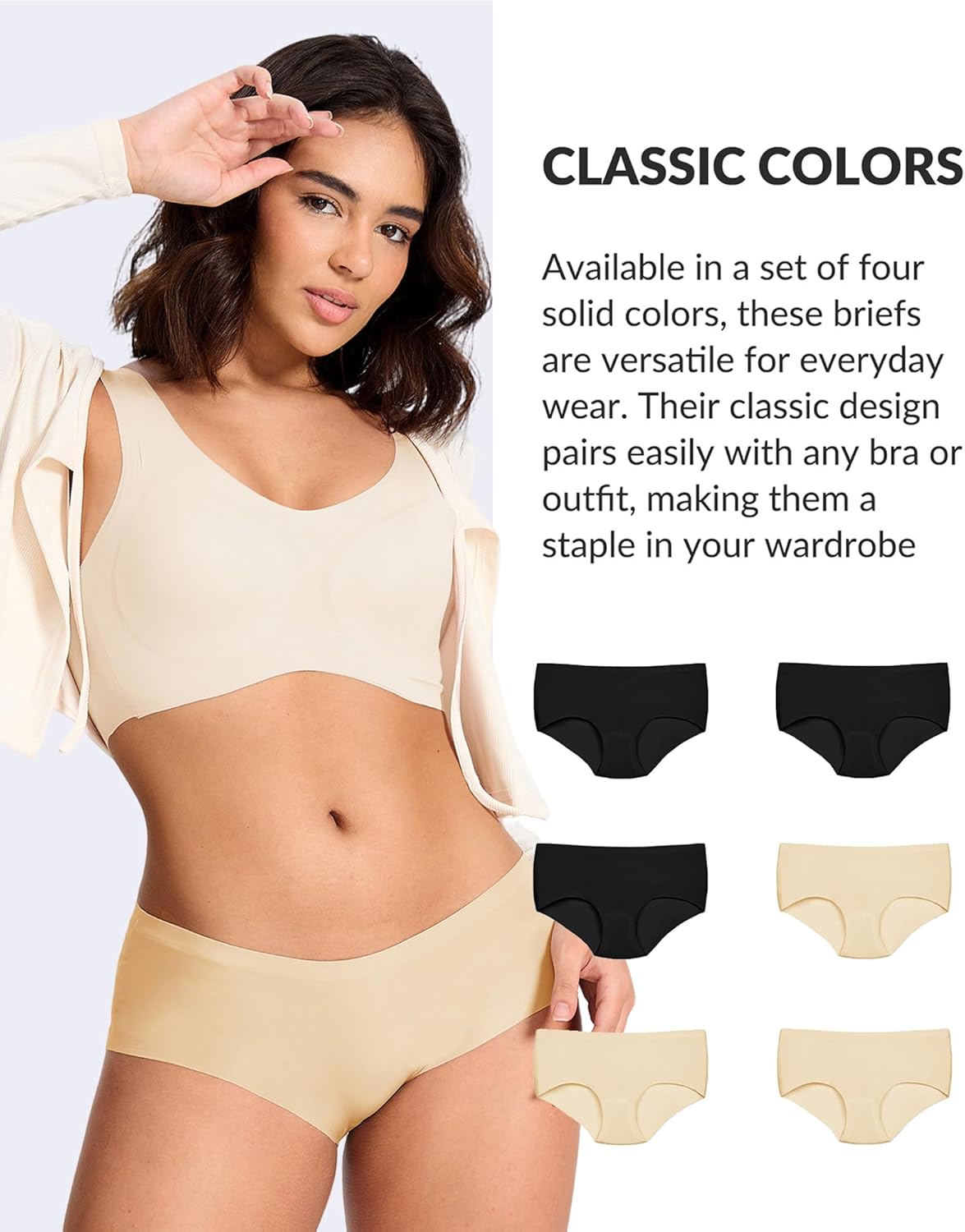 Seamless Underwear For Women 6 Pack Mid Waisted No Show Womens Underwear Stretch Brief Thin Ladies Hipster Panties - Image 4