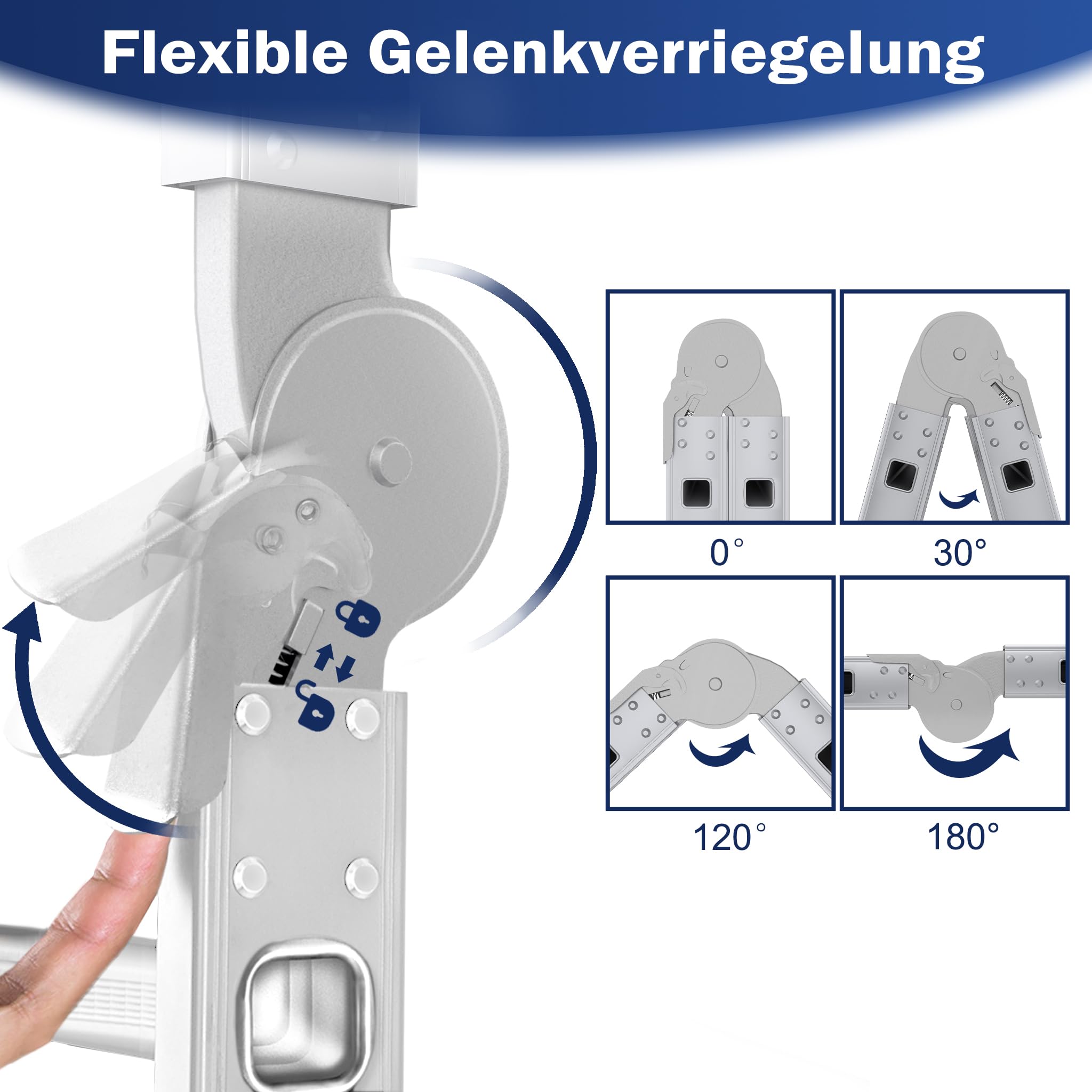 XMTECH 340cm Leiter Mehrzweckleiter Klappleiter Gelenkleiter mit Plattform Aluleiter Multifunktionsleiter Kombileiter 6 in 1 Anlegeleiter Stehleiter aus Aluminium - 4x3 Stufen, Silber