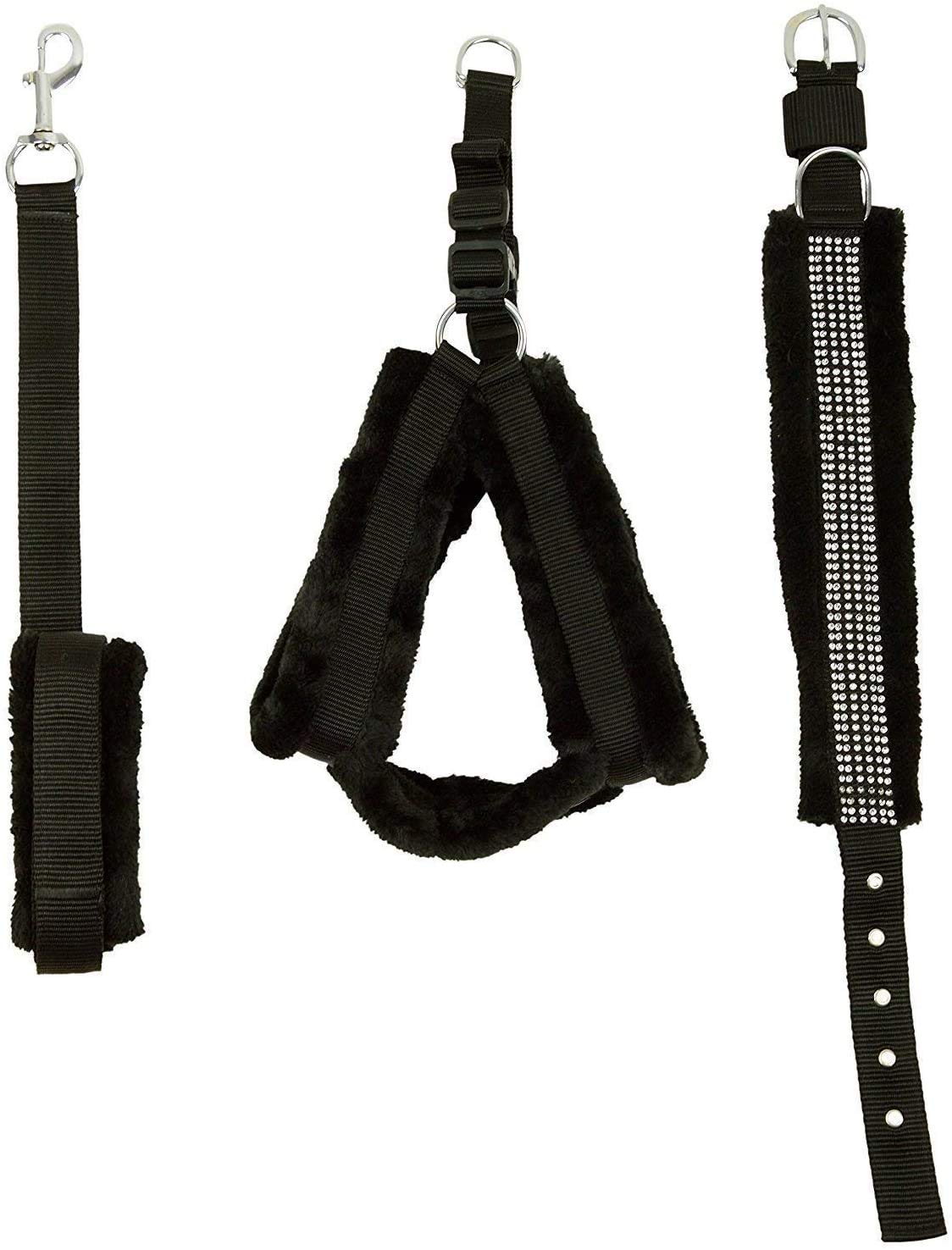 Cavalry Nylon and Soft Fur Dog Collar Leash Harness Set (Medium, Black) (B095SDHW2N) Amazon Price History, Amazon Price Tracker