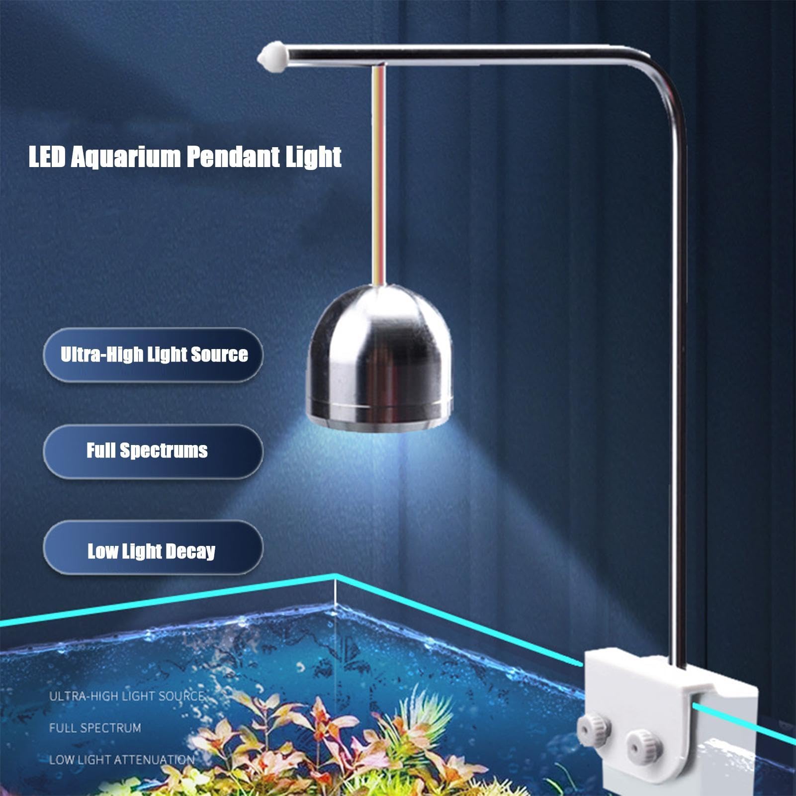 Luz de acuario con clip Ángulo amplio ajustable 120 grados, modo 3 colores