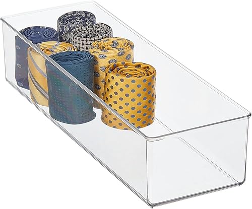 Miniatura 5 de mDesign Caja organizadora de cajones de plástico, contenedor organizador de almacenamiento largo para armarios, dormitorios, uso para leggings,